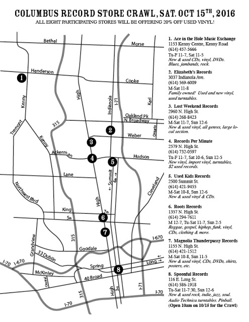 Columbus Ohio Record Store Map